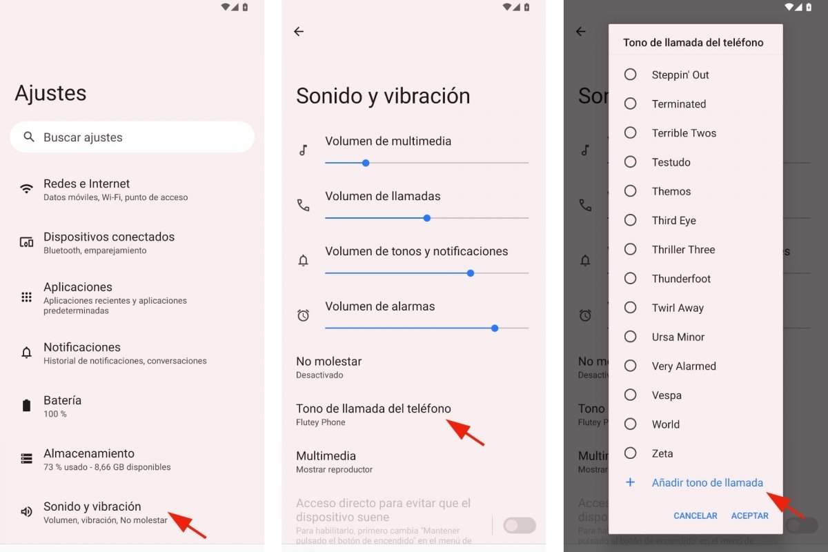 Elegir tono de llamada en Android