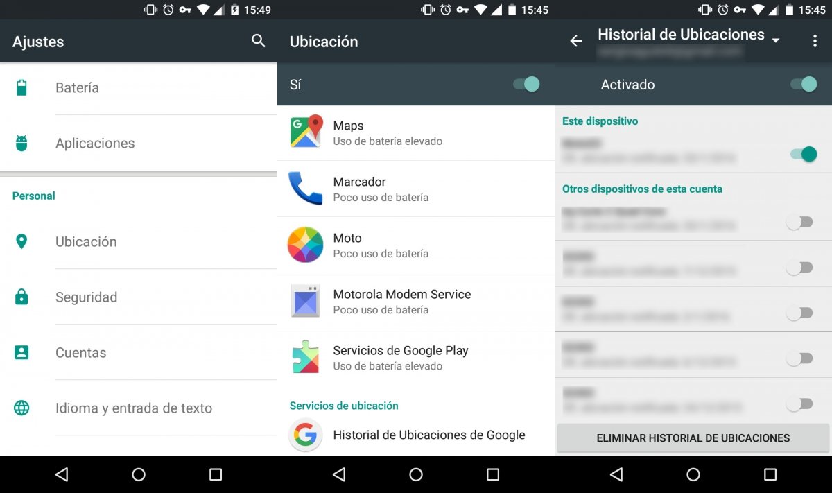 Eliminando el historial de ubicaciones en Android