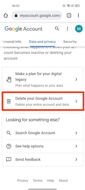 Eliminar la cuenta de Google