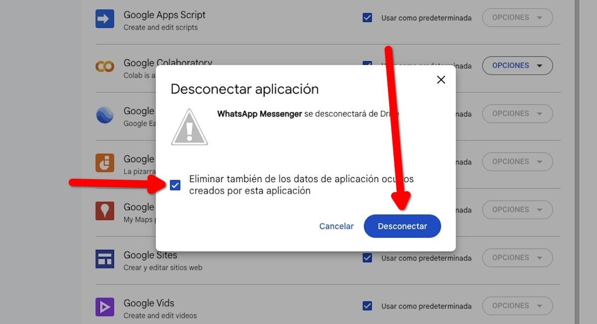 Eliminar todas las copias de WhatsApp en Google Drive