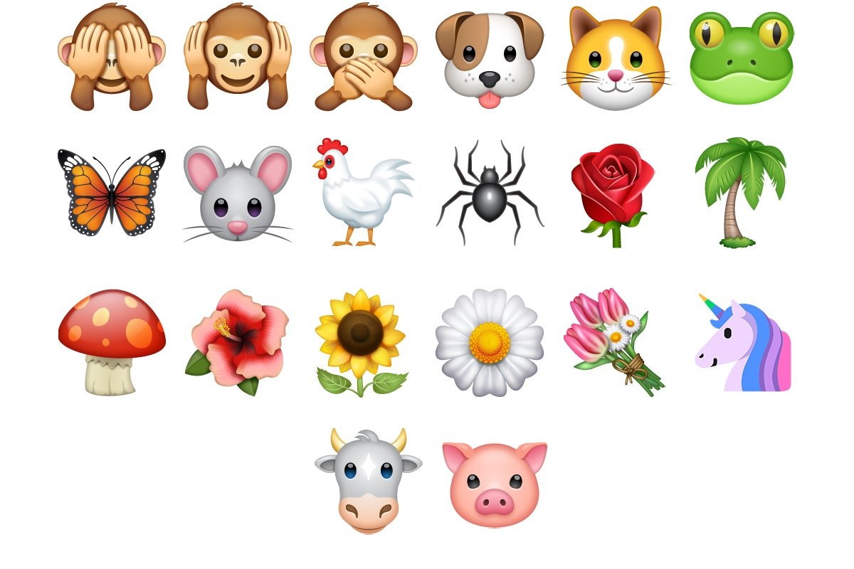 Emojis de animales y naturaleza