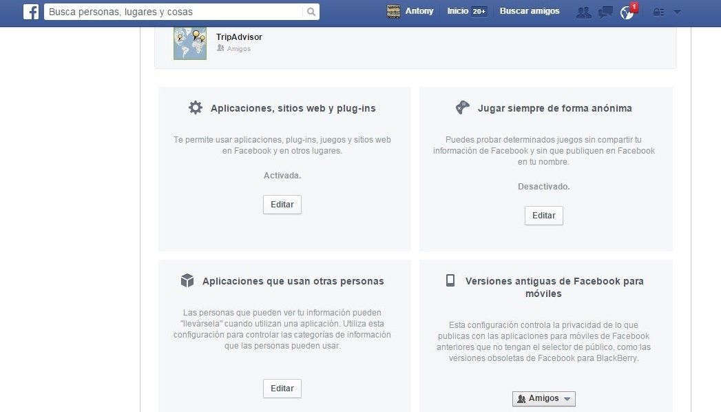 En Aplicaciones que usan otras personas podrás controlar qué información estará disponible a través