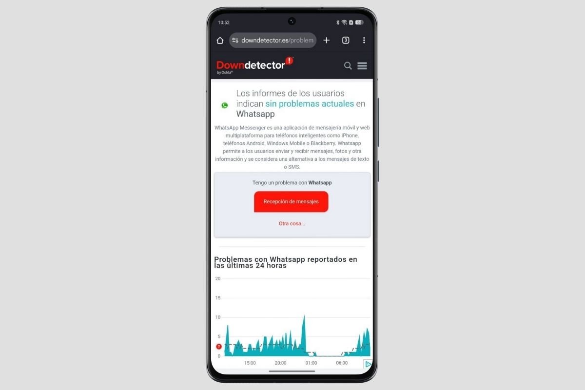 En Downdetector puedes ver el estado de WhatsApp y los reportes de otros usuarios