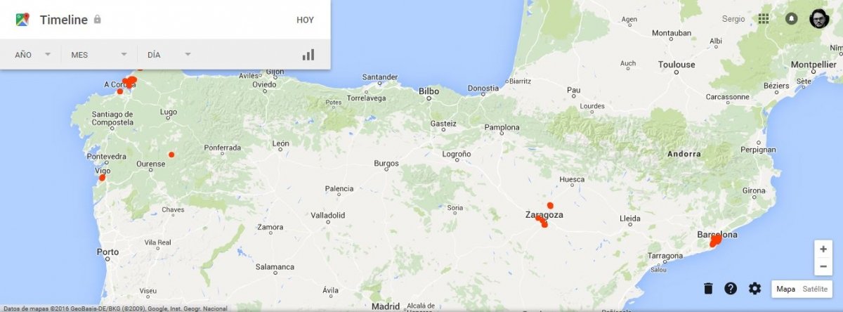 En este mapa se ven todas las ubicaciones en que has estado