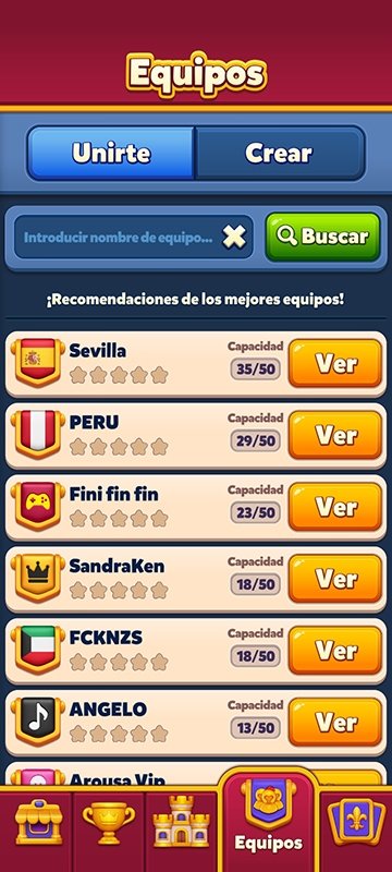 En Royal Kingdom hay un sistema de clanes a través de equipos que desbloquea funciones, premios y recompensas