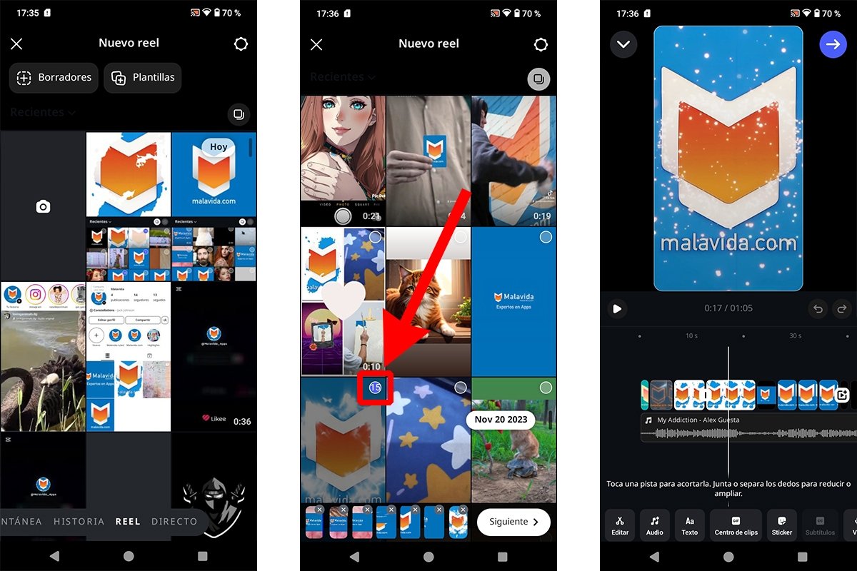 En un reel de Instagram se pueden poner decenas de fotos, con el único límite de los tres minutos máximos de duración