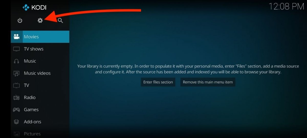 Entra en los ajustes de Kodi para Android