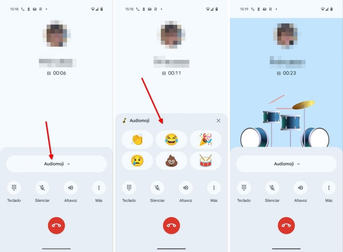Enviando audiomojis desde la app de Teléfono de Google en un Pixel