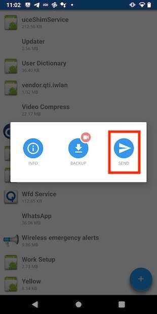 Enviar aplicación por Bluetooth
