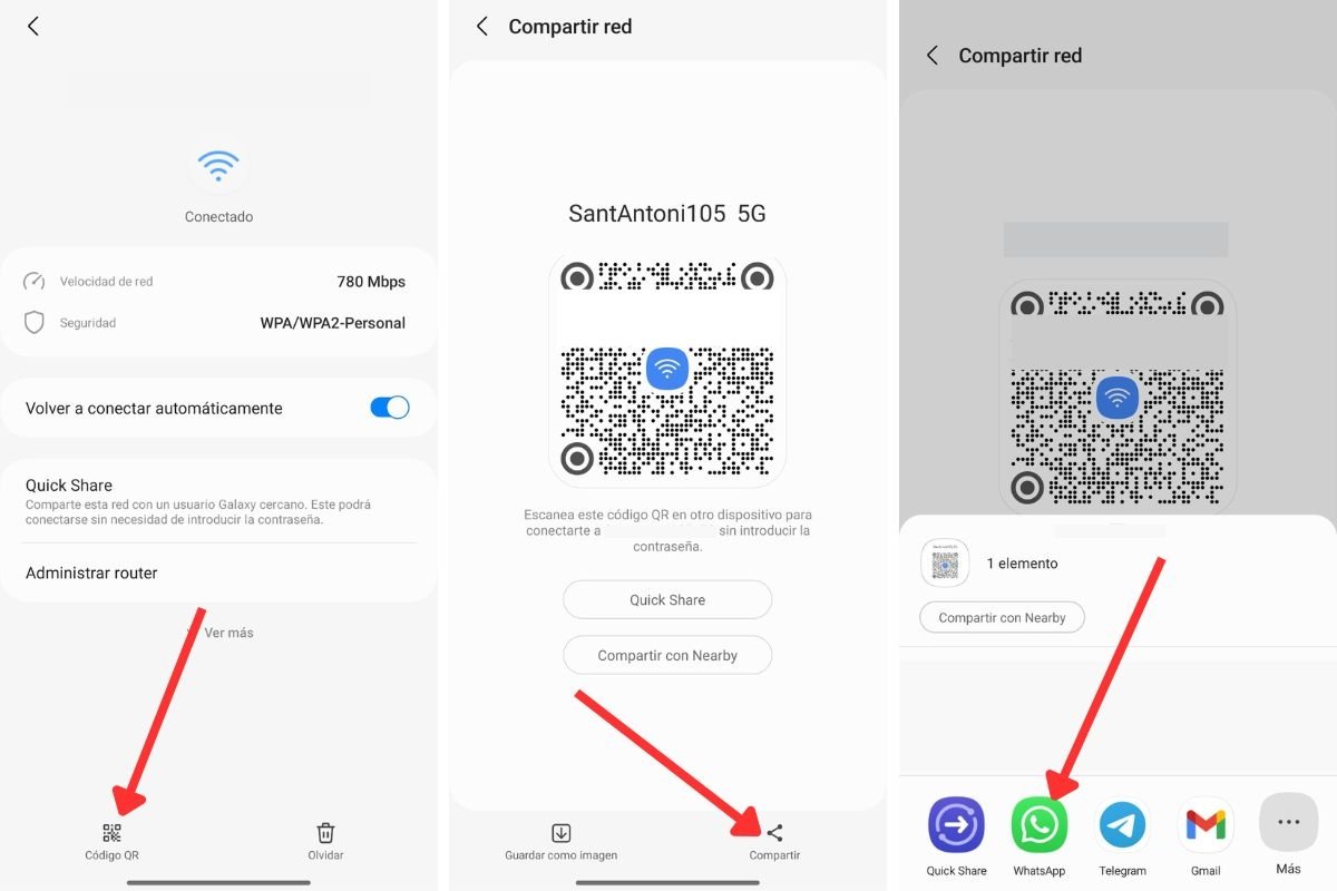 Enviar el código QR por WhatsApp permite a otras personas conectarse a la red WiFi