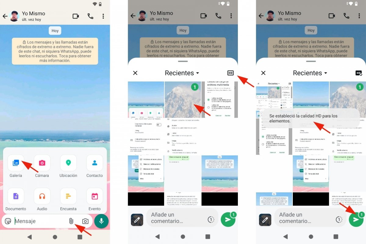 Enviar fotos y videos por WhatsApp en calidad HD