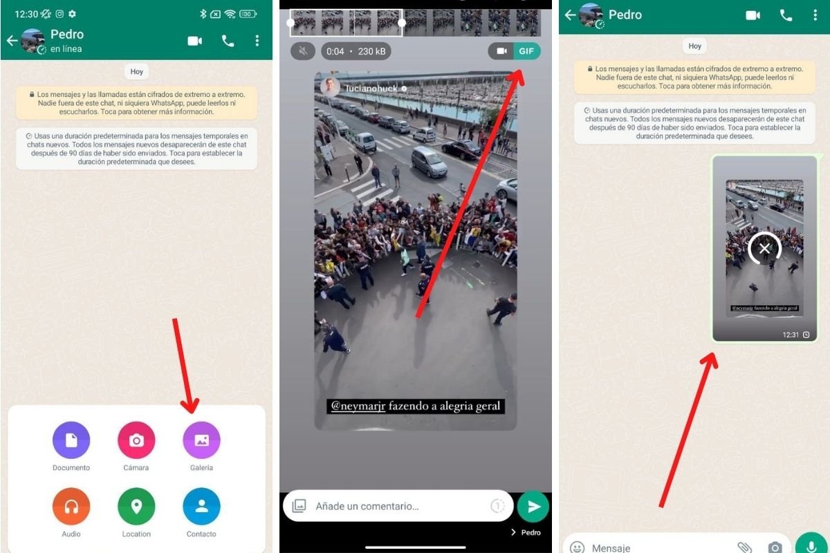 Enviar un GIF directamente desde WhatsApp