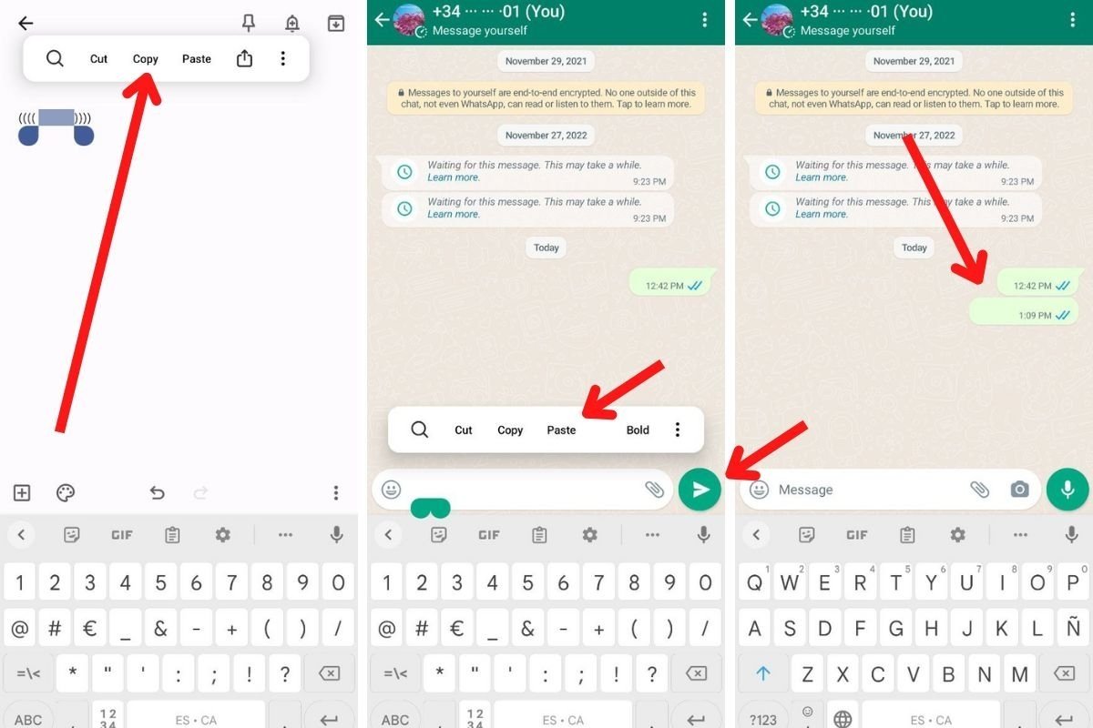Enviar un mensaje vacío en WhatsApp