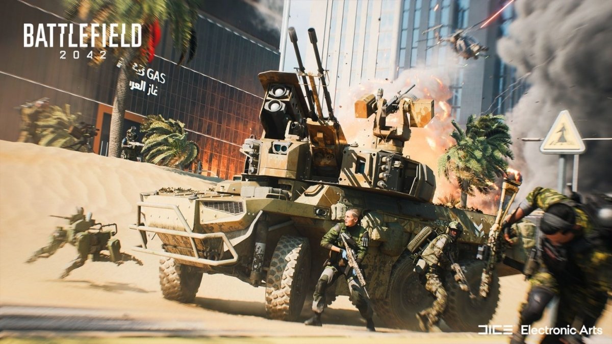 Escena de un carro de combate en Battlefield 2042