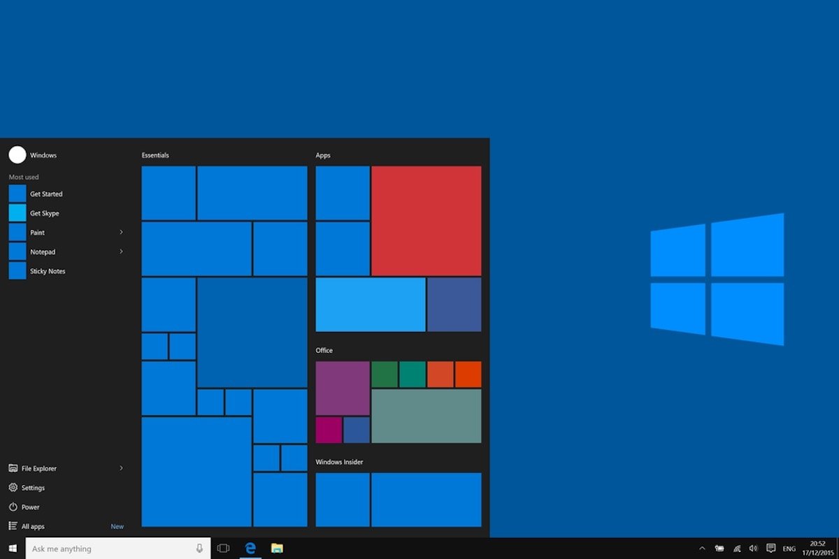 Esquema de la interfaz de Windows 10