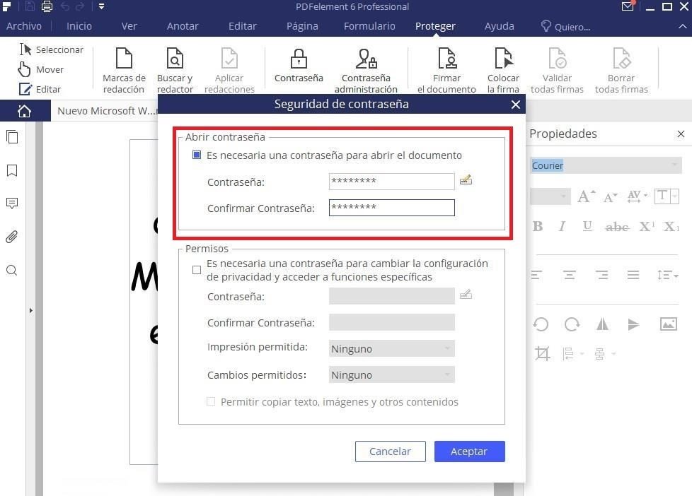 Establecer contraseña para un archivo PDF con PDFelement