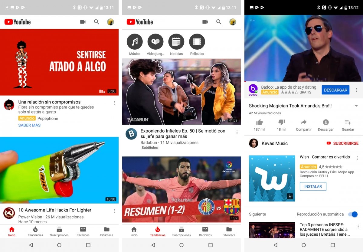 Este es el aspecto de YouTube en Android