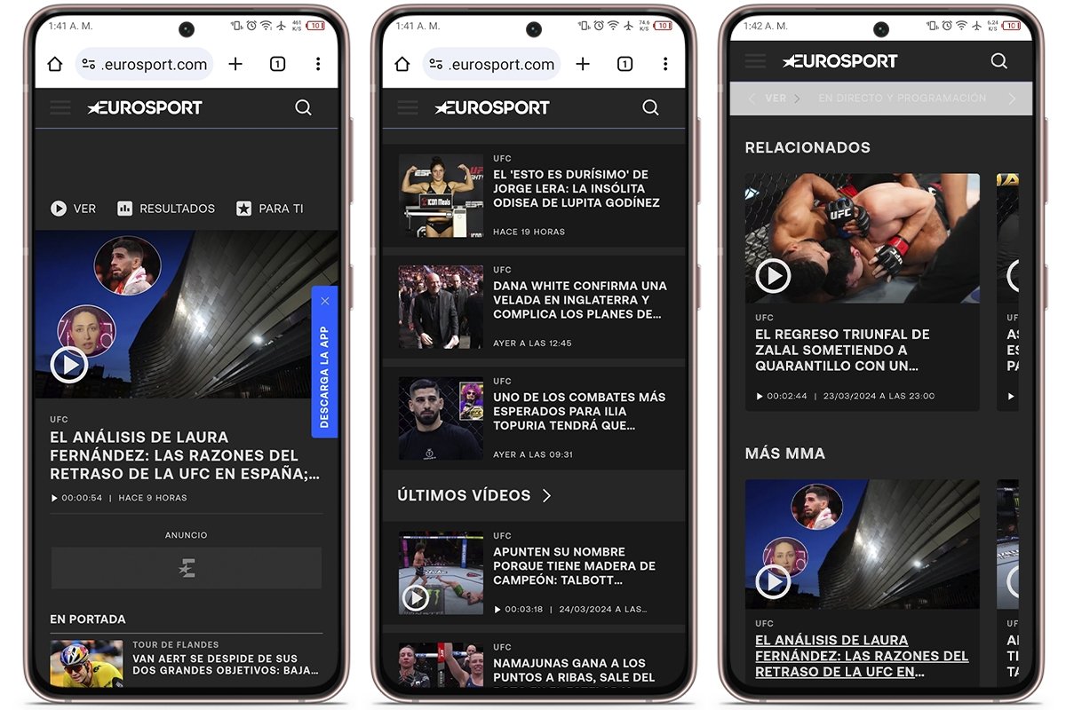 Eurosport para ver UFC desde el móvil