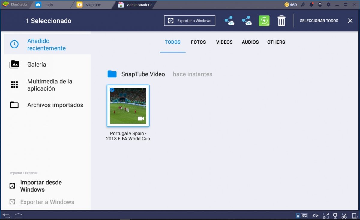 Exportar el vídeo de SnapTube a tu disco duro