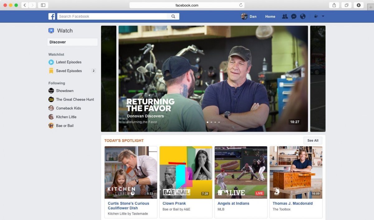 Facebook Watch en ordenadores