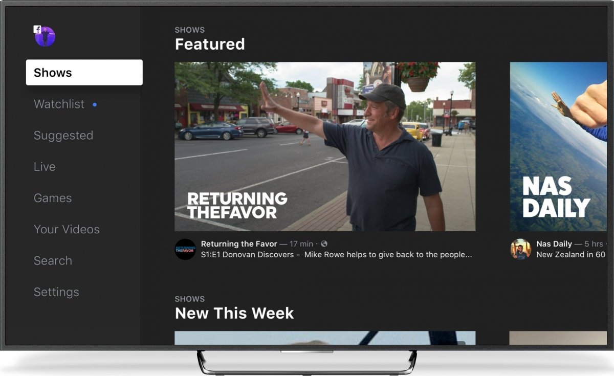 Facebook Watch en una SmartTV