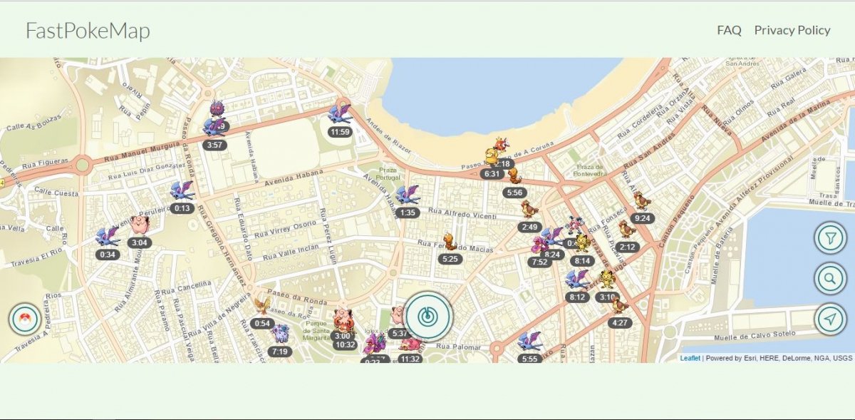 FastPokeMap sobre una ubicación concreta