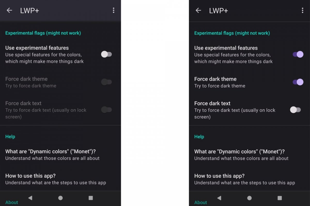 Forzar el modo oscuro en Android 8 Oreo con LWP+