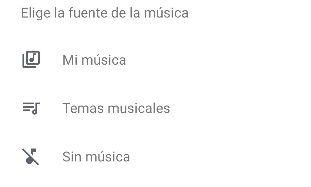 Fuentes de música en Google Fotos