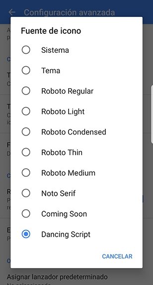 Fuentes personalizables en Apex Launcher Classic