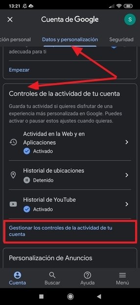 Gestión de cuentas de Google