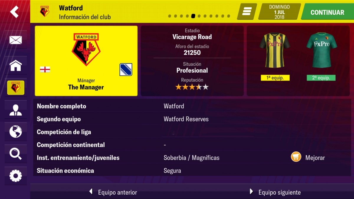 Gestionando la plantilla del Watford en FM 19