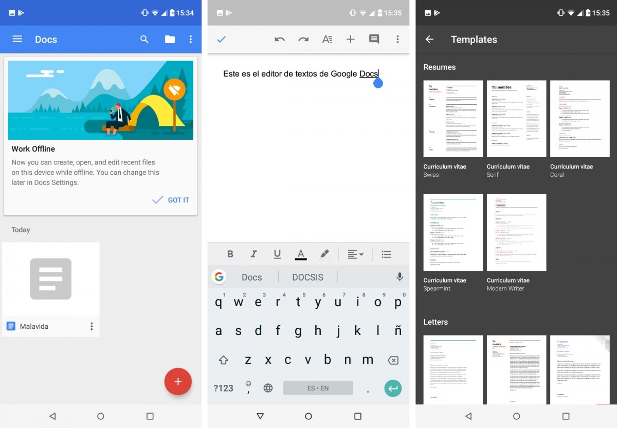 Google Docs es una buena suite ofimática en móviles