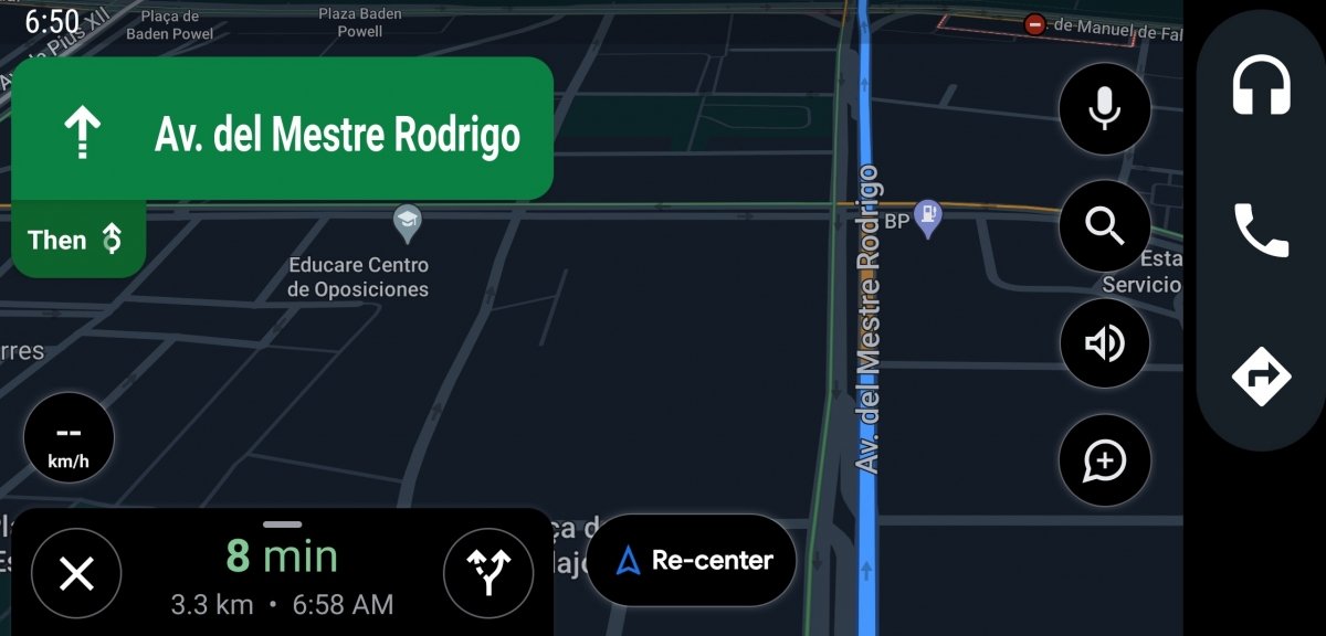 Google Maps ejecutándose sobre Android Auto