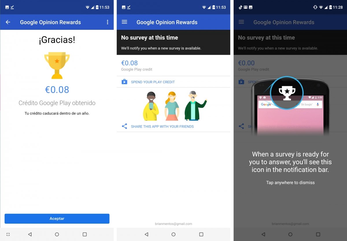 Google Opinion Rewards te paga por contestar encuestas, si las hay