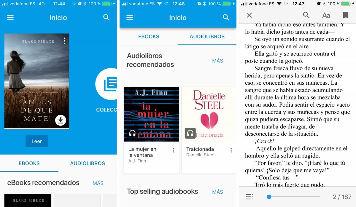 Google Play Books en su versión para iPhone