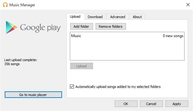 Google Play Music Manager permites subir la música automáticamente