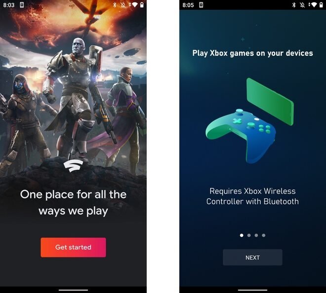 Google Stadia y xCloud en un dispositivo Android