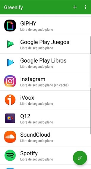 Greenify en ejecución