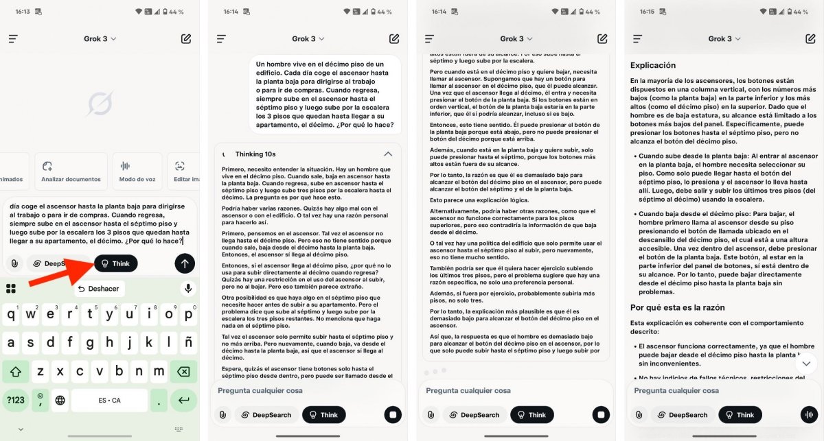 Grok razonando acerca de un acertijo planteado