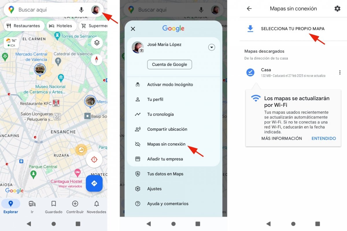 Guardar rutas y mapas en Google Maps para verlos sin conexión