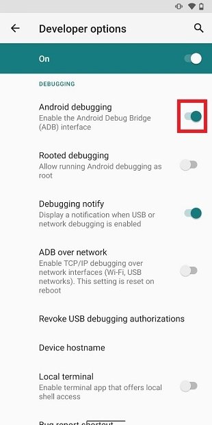 Habilitar la depuración USB en Android