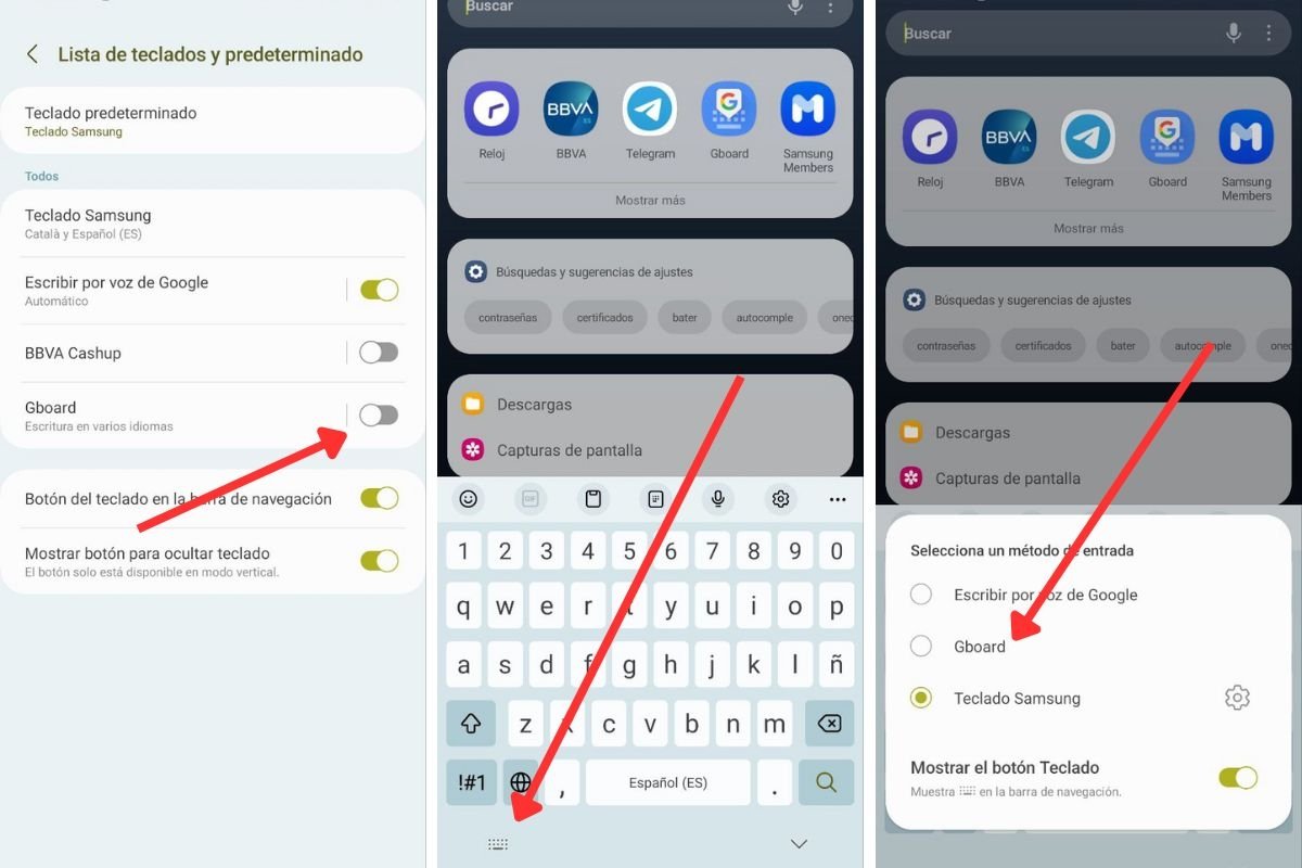Habilitar y escoger un teclado en One UI de Samsung