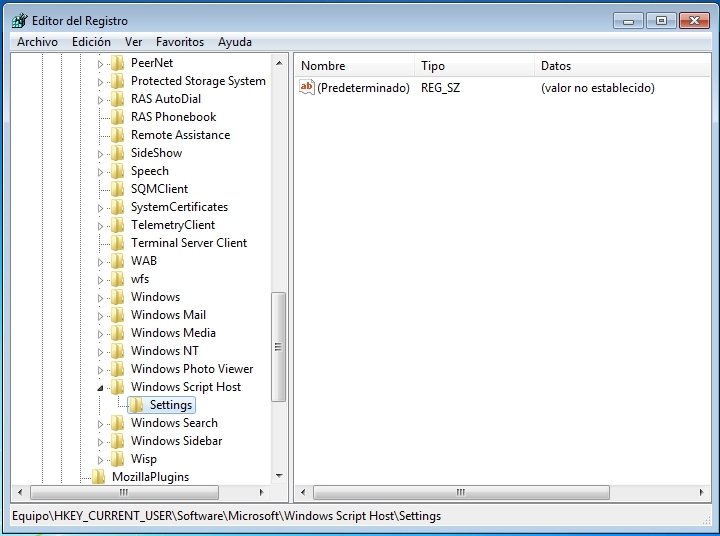 Habilito Windows Script Host en el Editor de Registro
