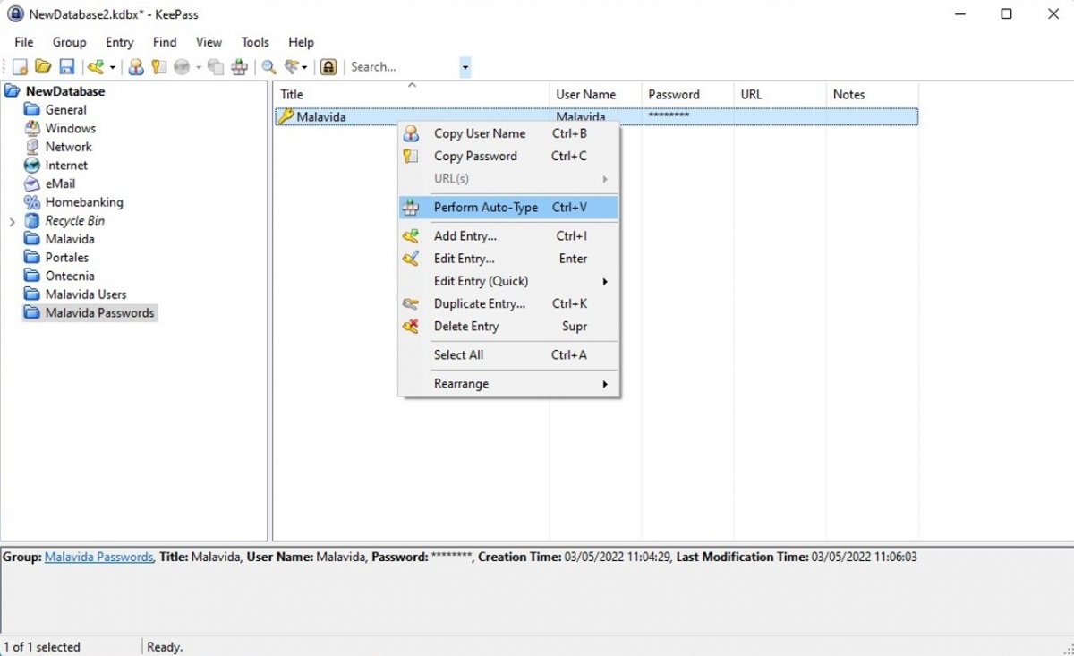Hacemos login usando la función de autocompletado de credenciales de Keepass Password