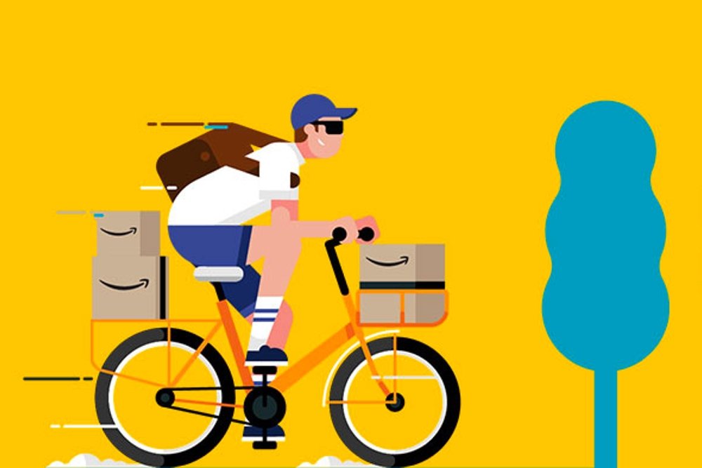 Ilustración de las entregas a domicilio de Amazon Prime