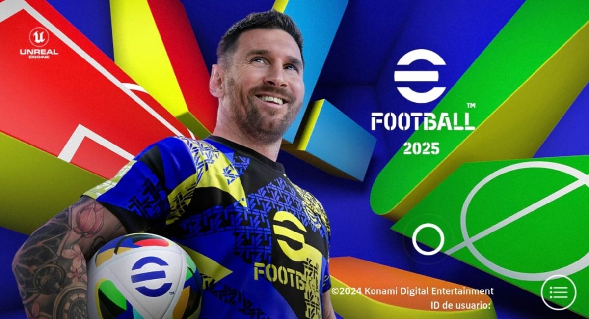 Imagen de Lionel Messi en la pantall de bienvenida eFootball 2025