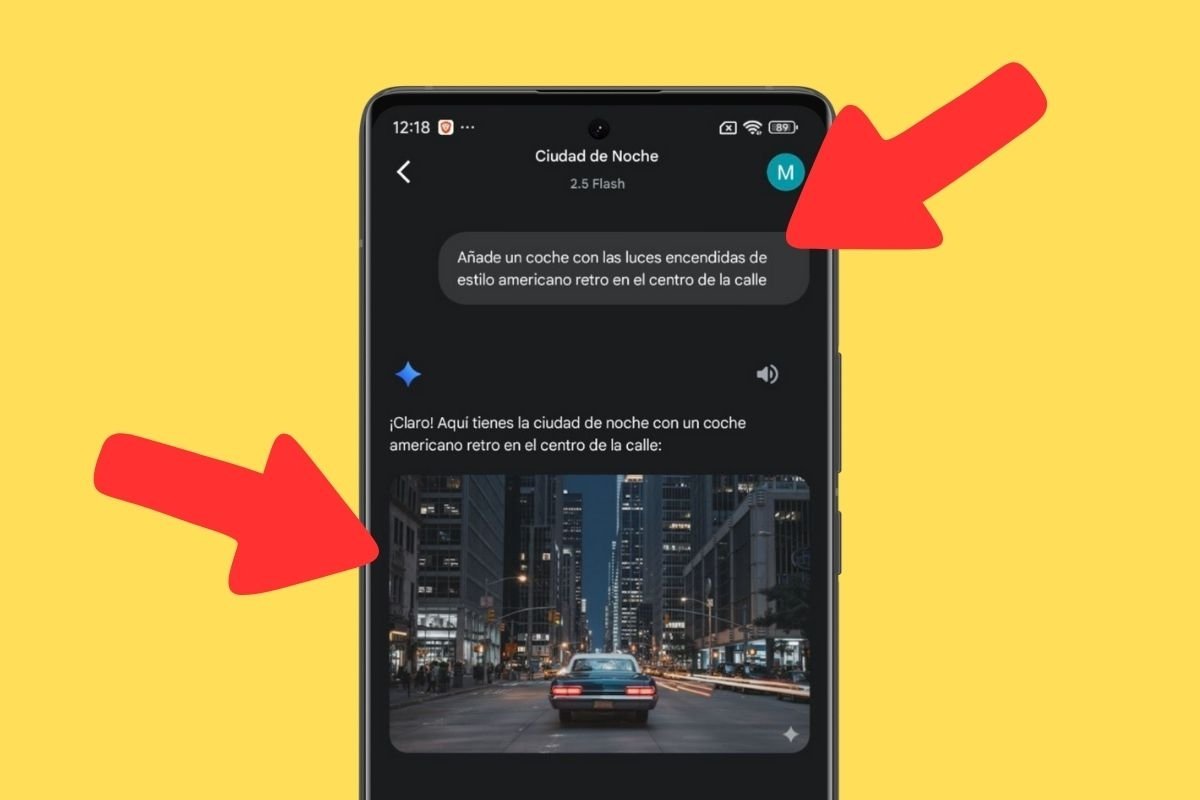 Imagen de noche con un coche insertado por Nano Banana