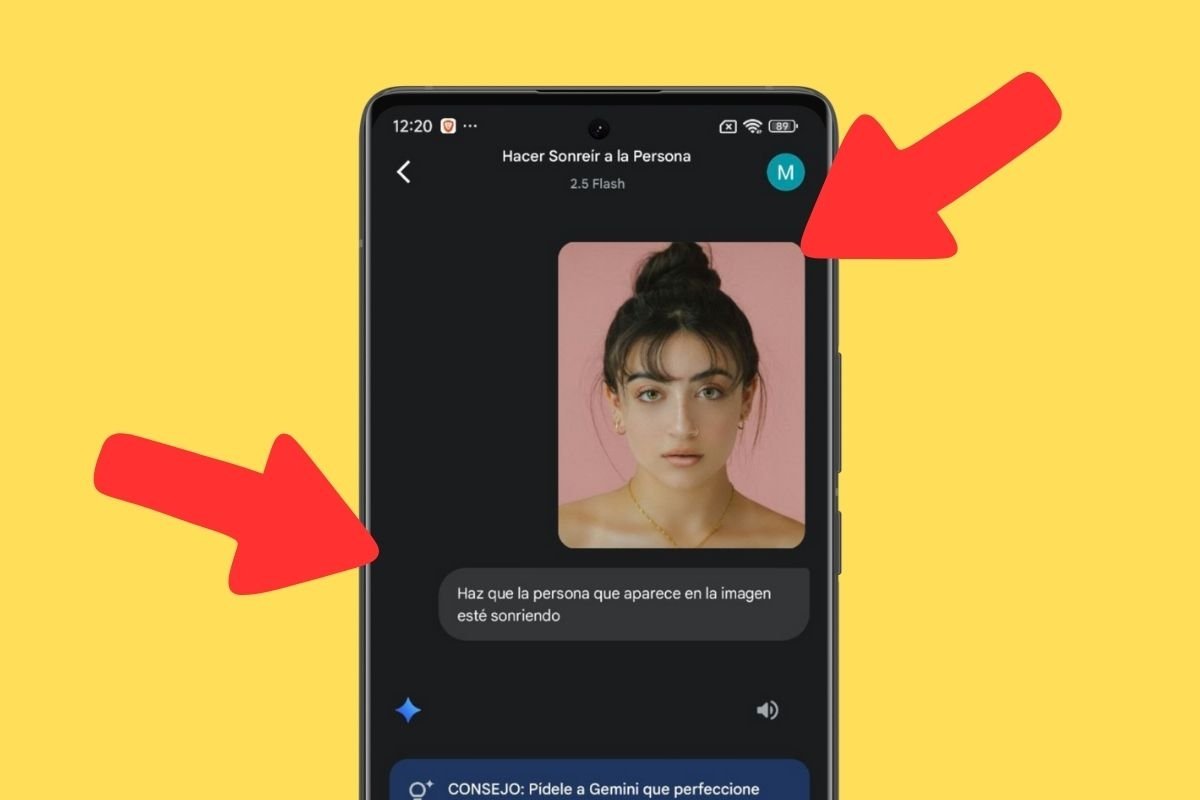 Imagen original y solicitud de cambio de expresión
