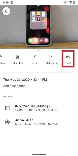 Imprimir desde Google Photos