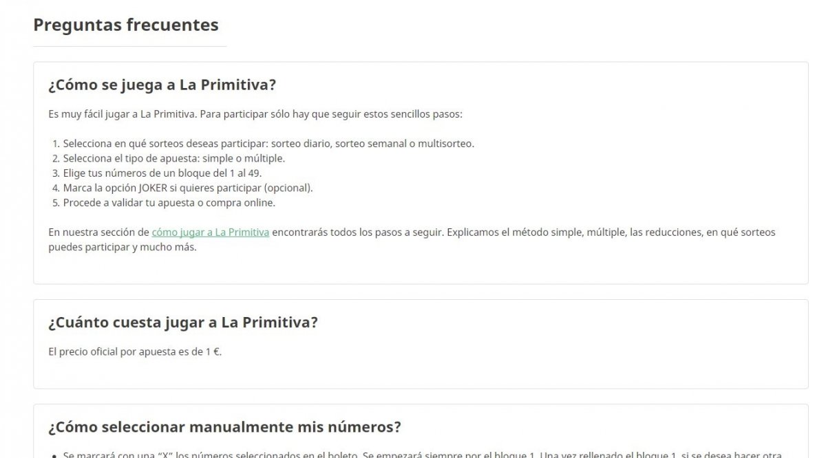 Información que puedes encontrar en La Primitiva